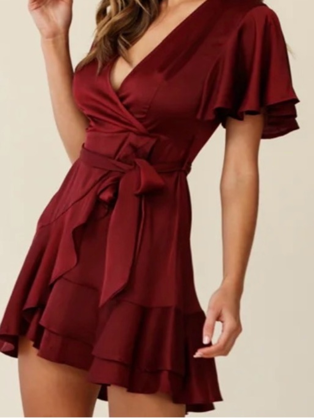 Sweet Pot Elegant Burgundy Ruffle Dress NWT size 8